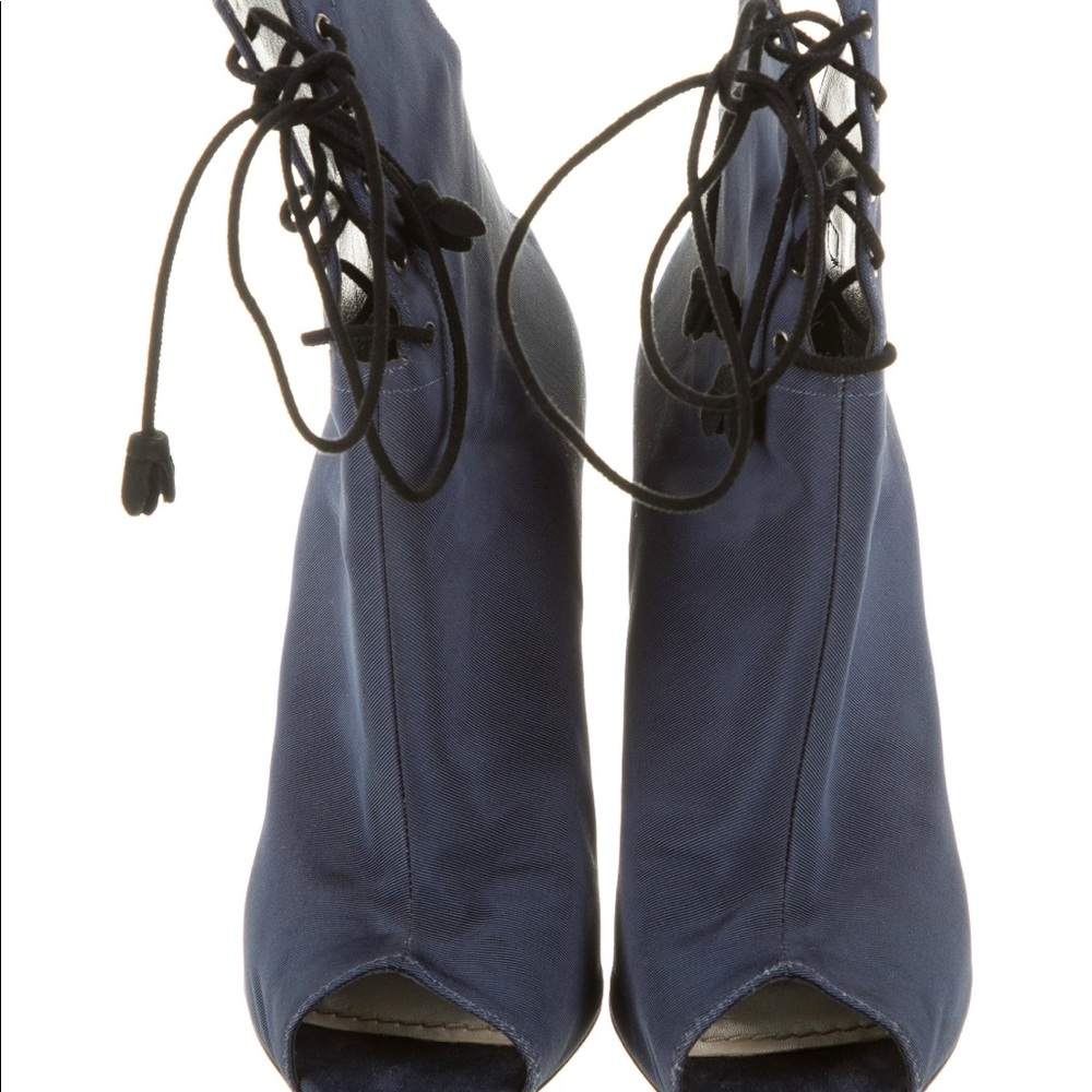 Christian Dior Brooklyn Peep-Toe Lace-Up Booties